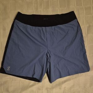 On Running Men's Athlentic Shorts With  Built-In Underwear Purple and Black